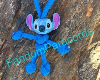 Llavero de paracord STITCH, accesorio para llevar a diario, llavero de Disney, EDC, minifigura de Lego, llavero de Lilo y Stitch, llavero de amigo motero