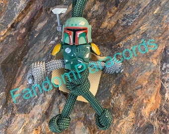 Llavero de paracord BOBA FETT, accesorio EDC de uso diario, cordón de Star Wars, llavero de amigo motociclista, tirador de cremallera con dijes de mochila de dibujos animados de nerds