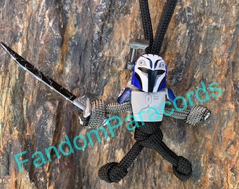 Llavero de paracord Mandalorian BO-KATAN, accesorio EDC de uso diario, cordón de Star Wars, llavero de amigo motero, dijes de mochila de dibujos animados nerd