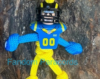 Los Angeles LA Rams Paracord Keychain, Everyday Carry Keyring, Football Keychain, NFL Football Accessories, Biker Buddy Keychain