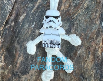STORMTROOPER Paracord Keychain, EDC Everyday Carry Accessory, Star Wars Lanyard, Biker Buddy Key Fob, Nerdy Cartoon Backpack Charms