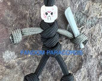 Llavero de paracord de Viernes 13 de Jason Voorhees, llavero para llevar a diario, minifigura de Lego, accesorios de películas de terror, llavero de amigo motociclista