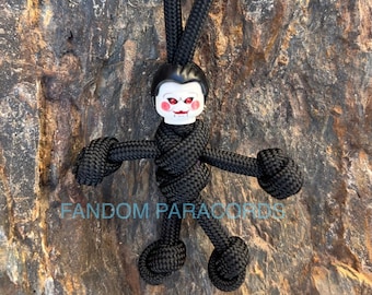 Llavero de paracord con sierra de calar, llavero de uso diario, llavero de rompecabezas, minifigura de Lego, accesorios de películas de terror, llavero de amigo motociclista
