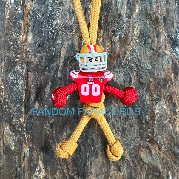 San Francisco 49ers Paracord Keychain, Everyday Carry Keyring, Football Keychain, NFL Football Accessories, Biker Buddy Keychain