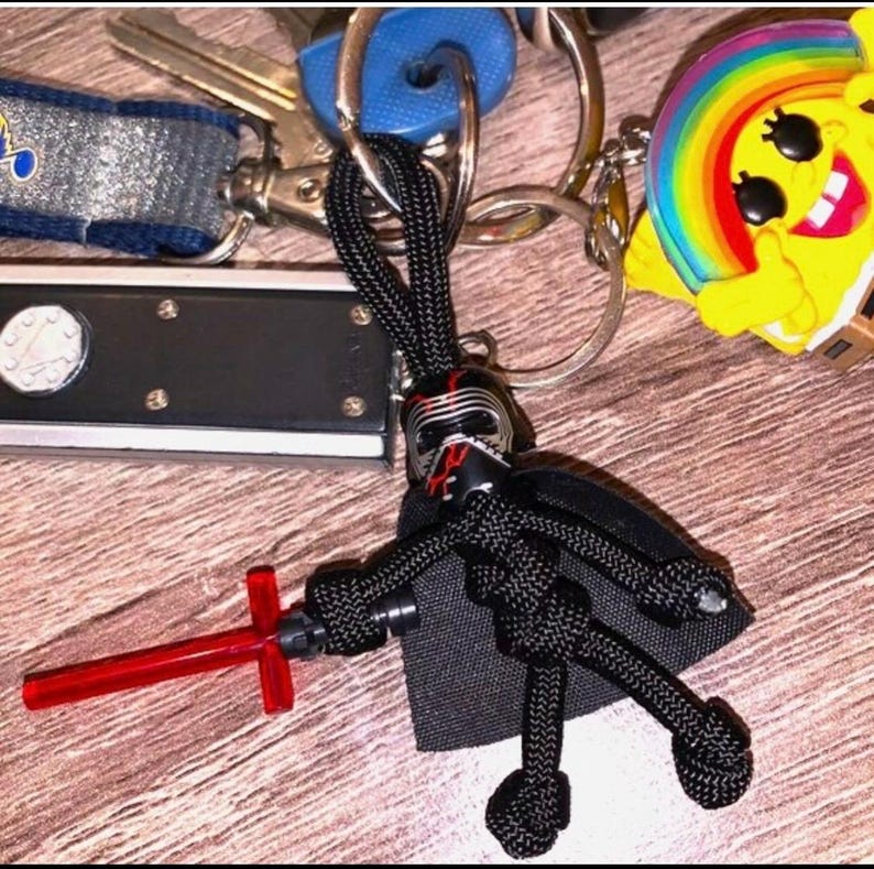Biker Buddy Paracord Keychain, Everyday Carry Keyring, Lego Minifigure, Zipper Pull, MOTORCYCLE Accessory image 7