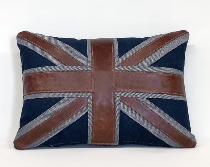 The leather and wool Union Jack cushion