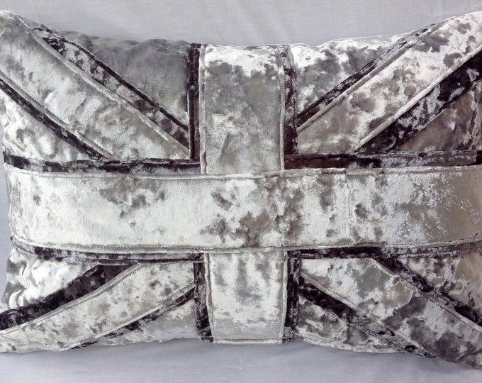 Crushed velvet Union Jack cushion