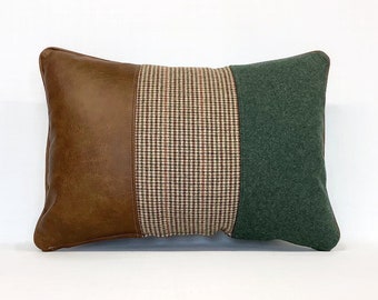 The leather and wool cushion
