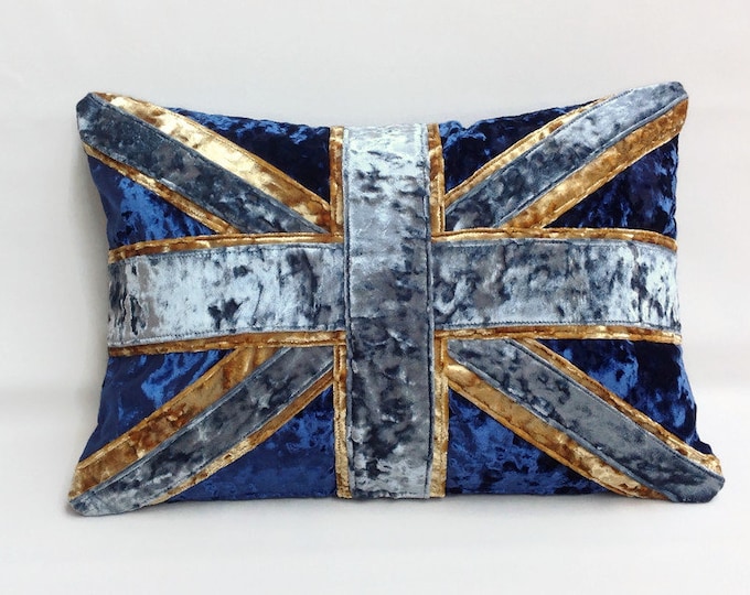 Crushed velvet Union Jack cushion