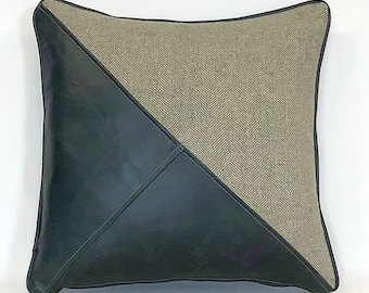 The leather and wool cushion
