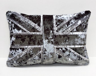 Crushed velvet Union Jack cushion