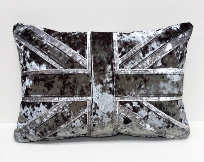 Crushed velvet Union Jack cushion