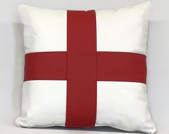 The traditional leather George cross cushion