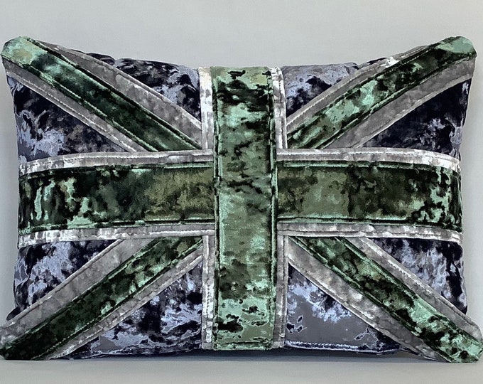 Crushed velvet Union Jack cushion