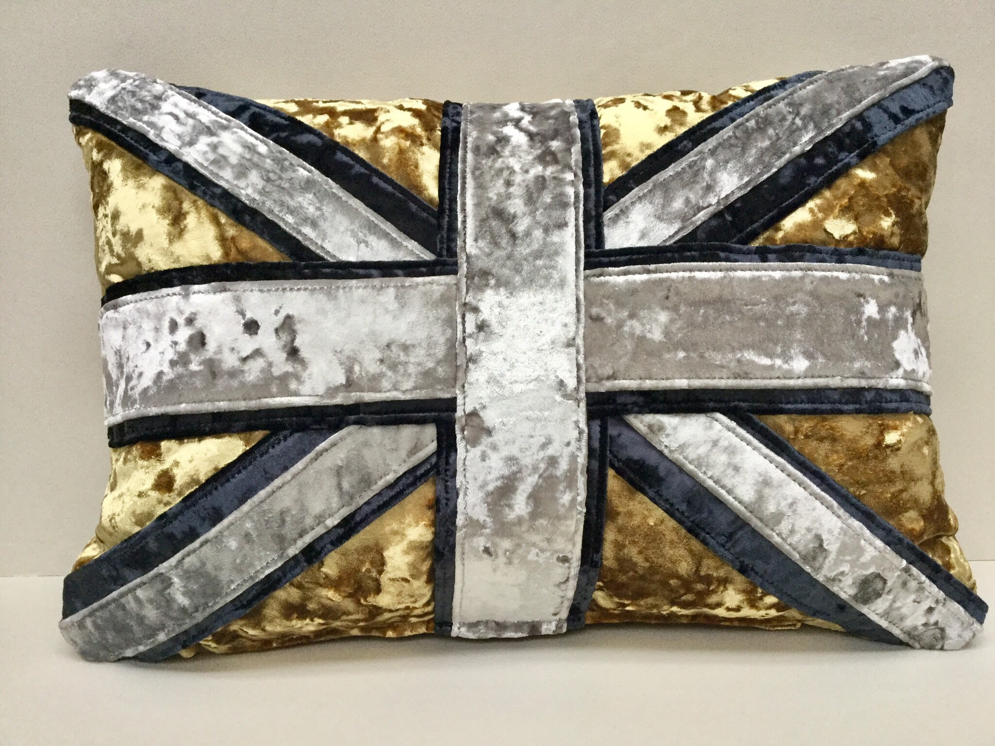 Crushed velvet Union Jack cushion