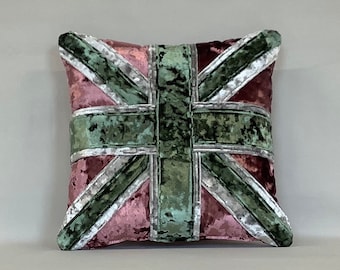 Crushed velvet Union Jack cushion