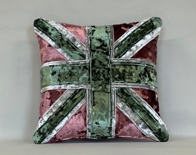 Crushed velvet Union Jack cushion