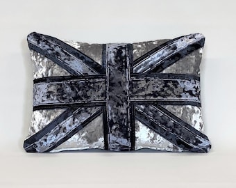 Crushed velvet Union Jack cushion
