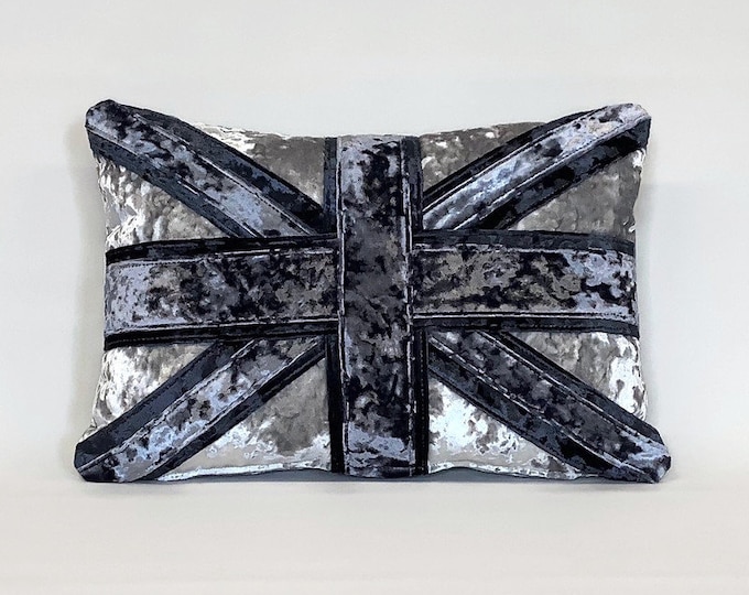 Crushed velvet Union Jack cushion