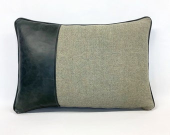The leather and wool cushion