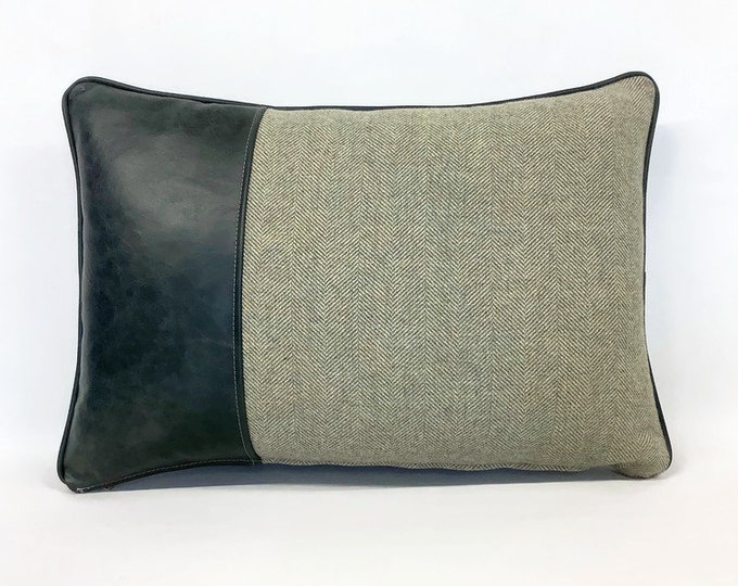 The leather and wool cushion
