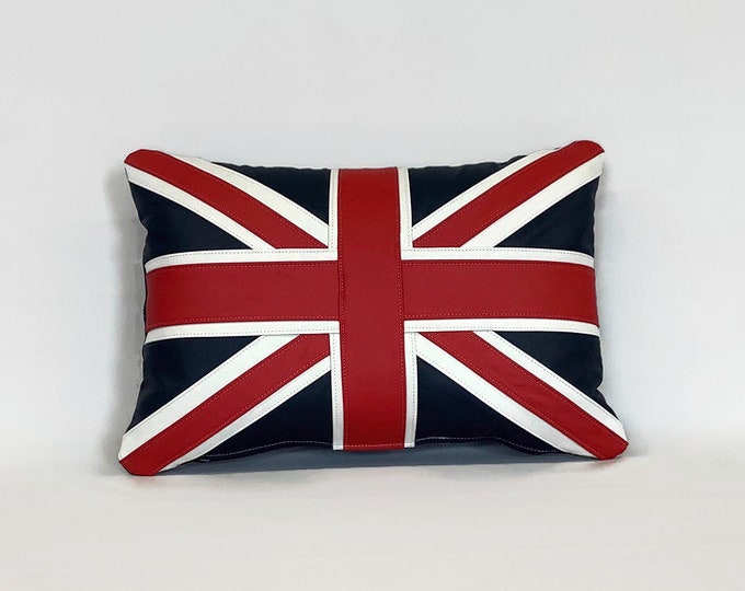 The traditional leather Union Jack cushion