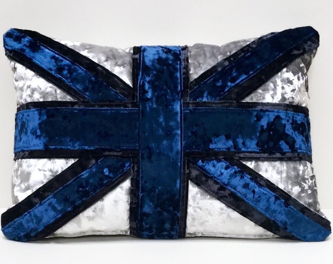 Crushed velvet Union Jack cushion