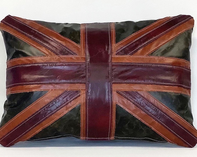 The cracked Leather Union Jack cushion