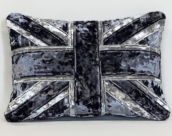 Crushed velvet Union Jack cushion