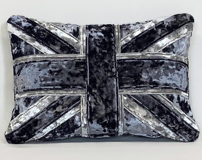 Crushed velvet Union Jack cushion
