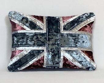 Crushed velvet Union Jack cushion