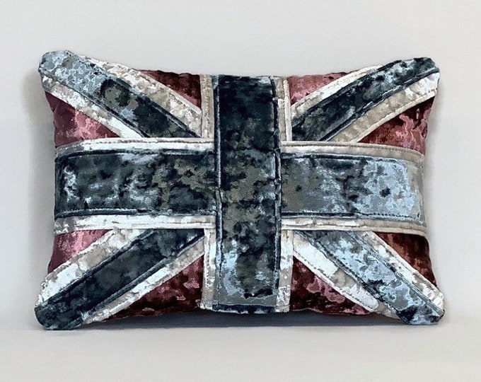 Crushed velvet Union Jack cushion
