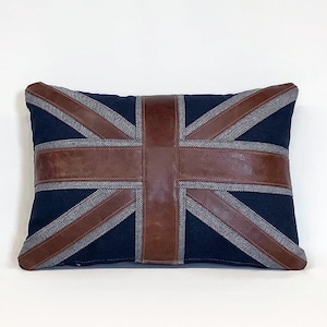 The leather and wool Union Jack cushion