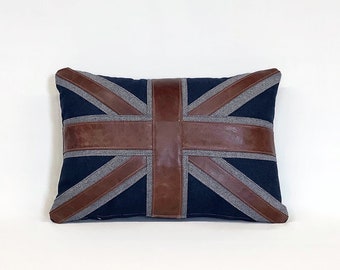 The leather and wool Union Jack cushion