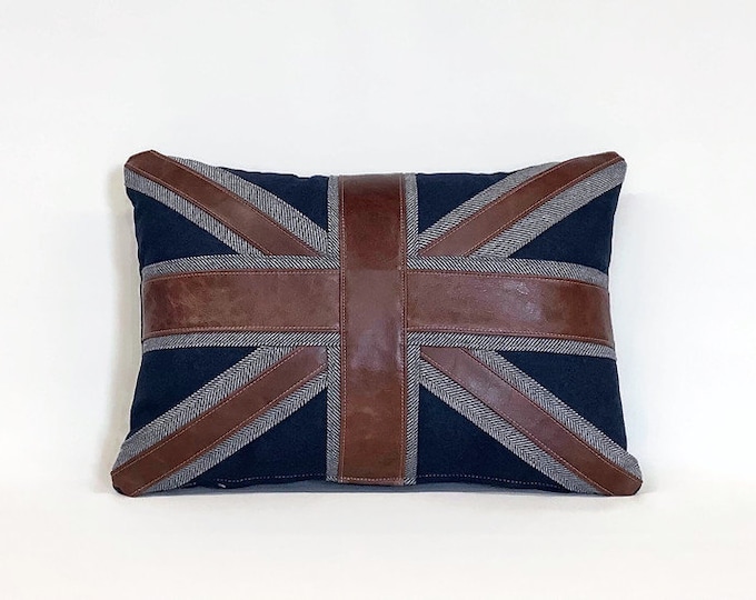 The leather and wool Union Jack cushion