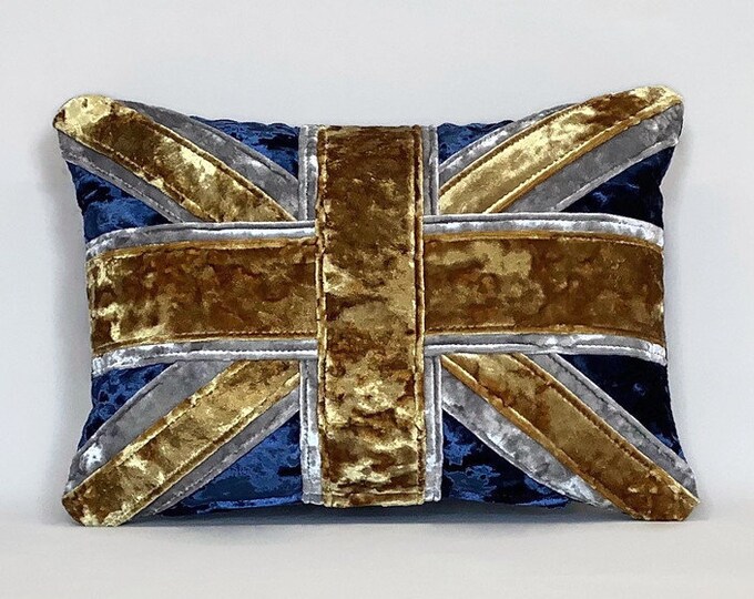 Crushed velvet Union Jack cushion