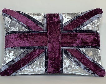 Crushed velvet Union Jack cushion