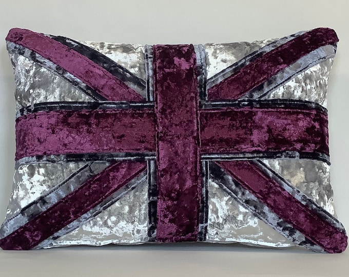 Crushed velvet Union Jack cushion