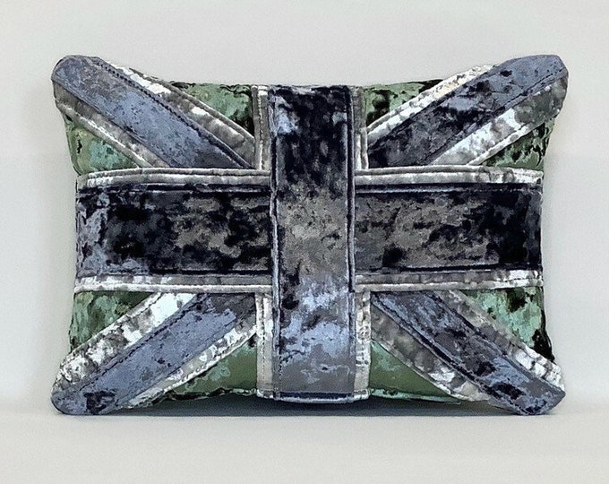 Crushed velvet Union Jack cushion