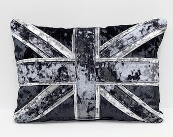 Crushed velvet Union Jack cushion