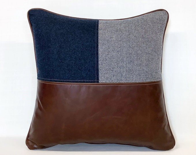 The leather and wool cushion