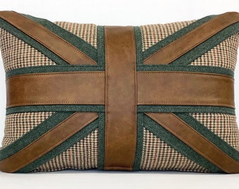 The leather and wool Union Jack cushion