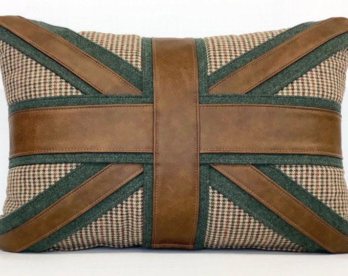 The leather and wool Union Jack cushion