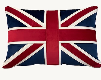 Handmade Union Jack Velvet Cushion - British Flag Pillow