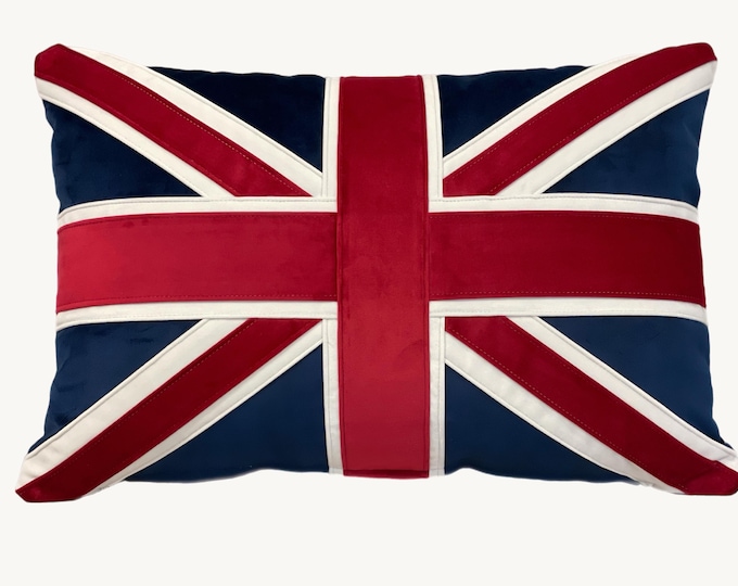 Handmade Union Jack Velvet Cushion - British Flag Pillow