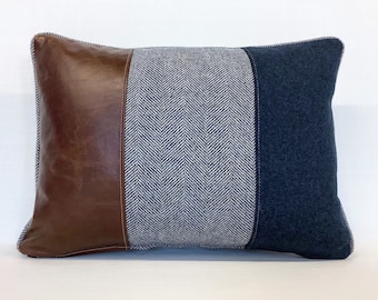 The leather and wool cushion