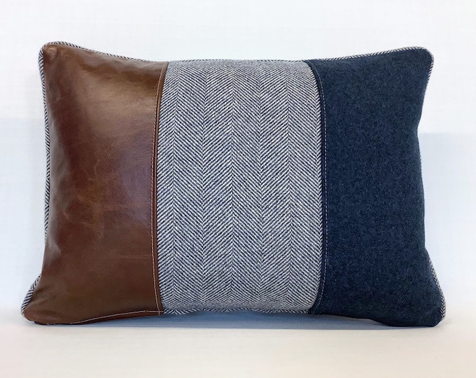 The leather and wool cushion