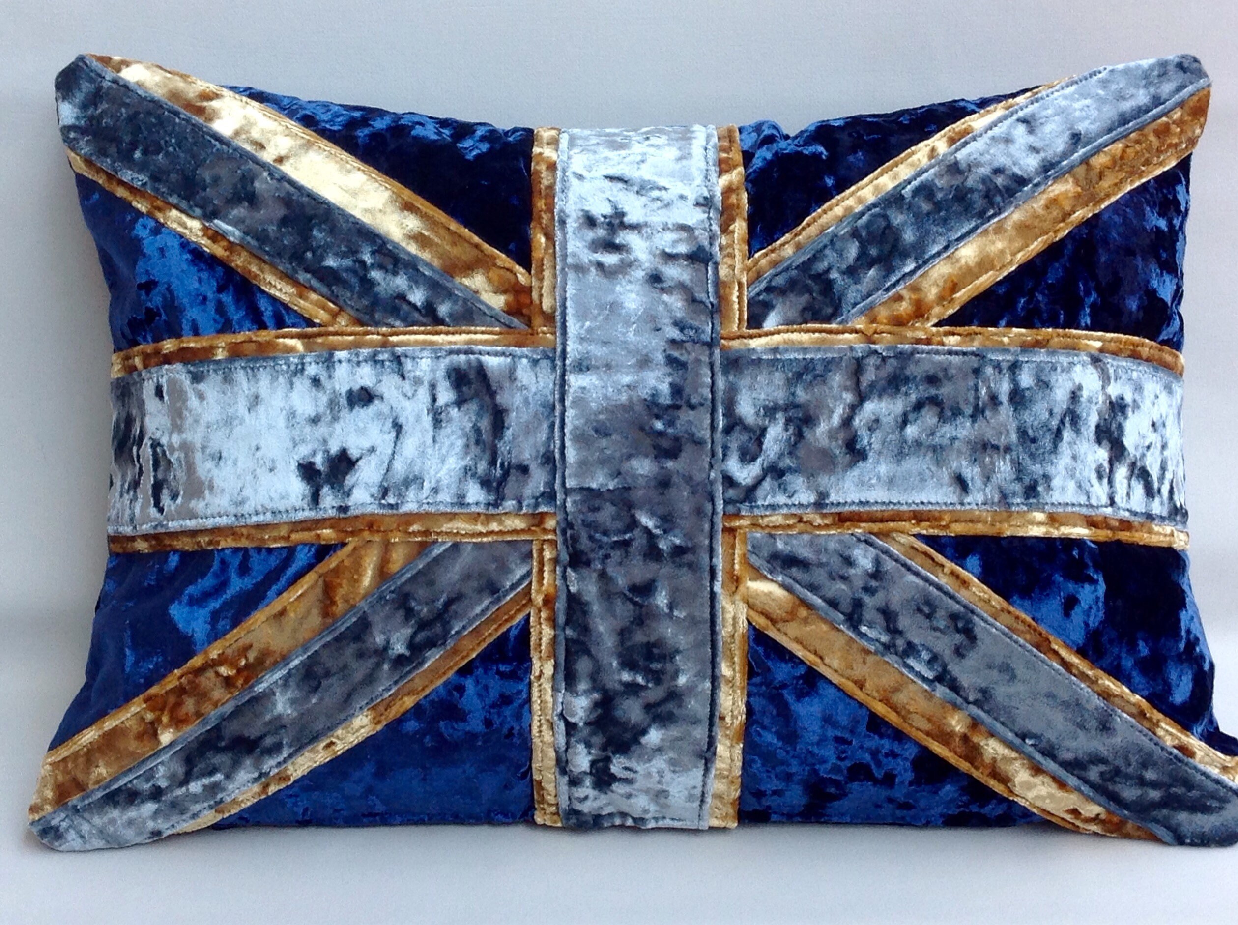 Crushed Velvet Union Jack Cushion Etsy