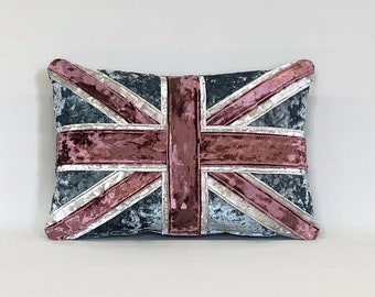 Crushed velvet Union Jack cushion