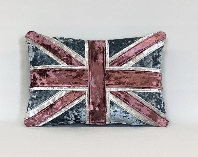 Crushed velvet Union Jack cushion